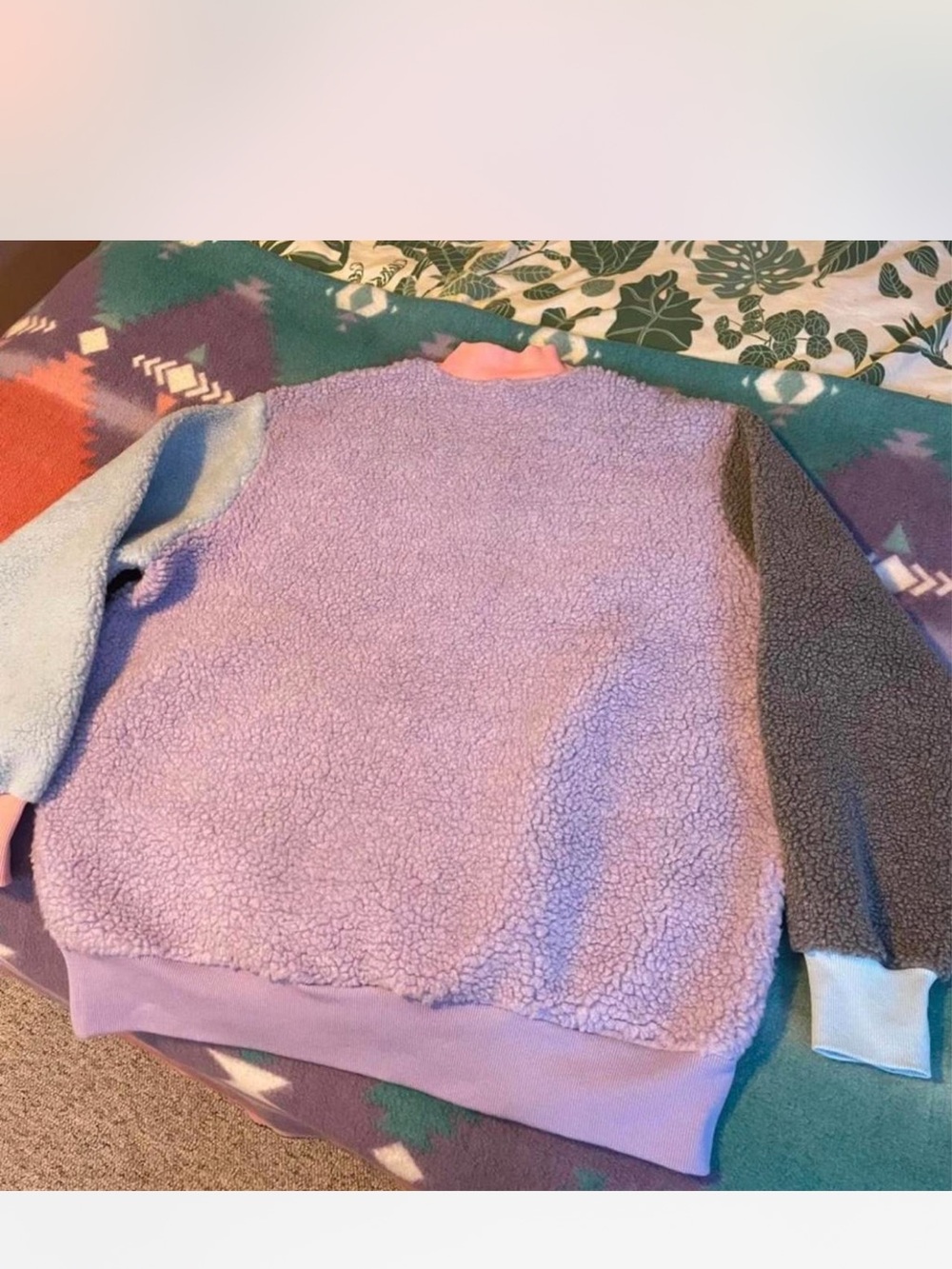 Lazy Oaf Lavender Sherpa Pullover with Peach Pocket - Picture 3 of 3